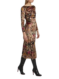 Goldie Velvet Paisley Midi-Dress
