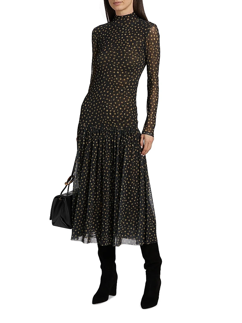 Leylani Polka Dot Midi-Dress