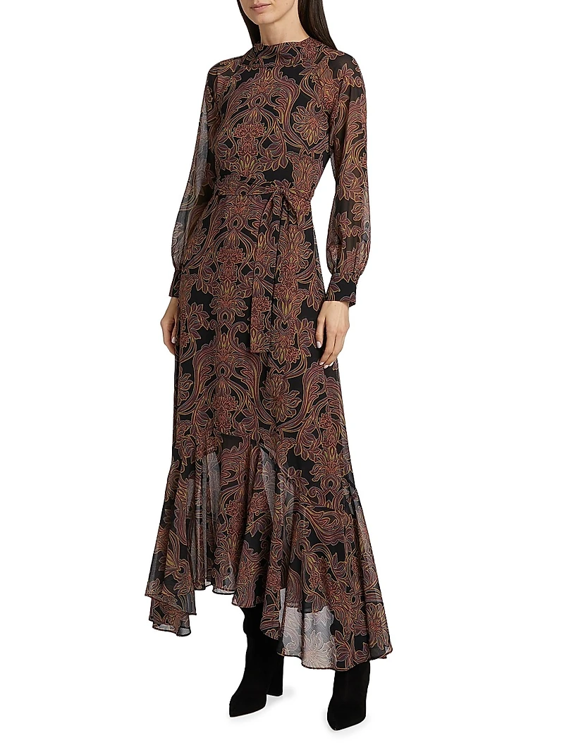 Jill Printed Chiffon Maxi Dress