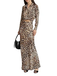 Celine Leopard-Print Satin Shirt