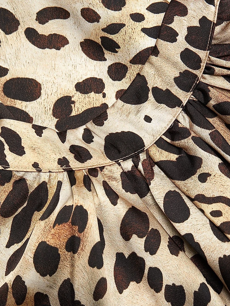 Giselle Leopard-Print Satin Midi-Dress