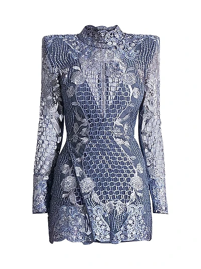 Echo Crystal-Embellished Lace Minidress