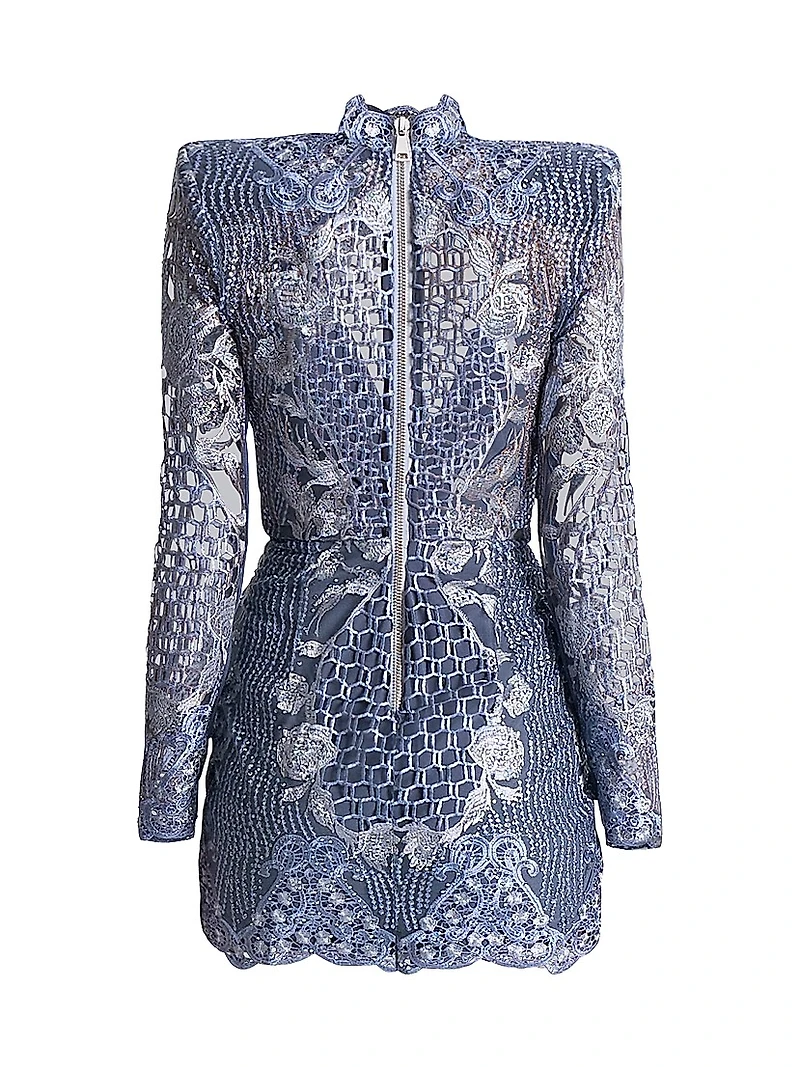 Echo Crystal-Embellished Lace Minidress