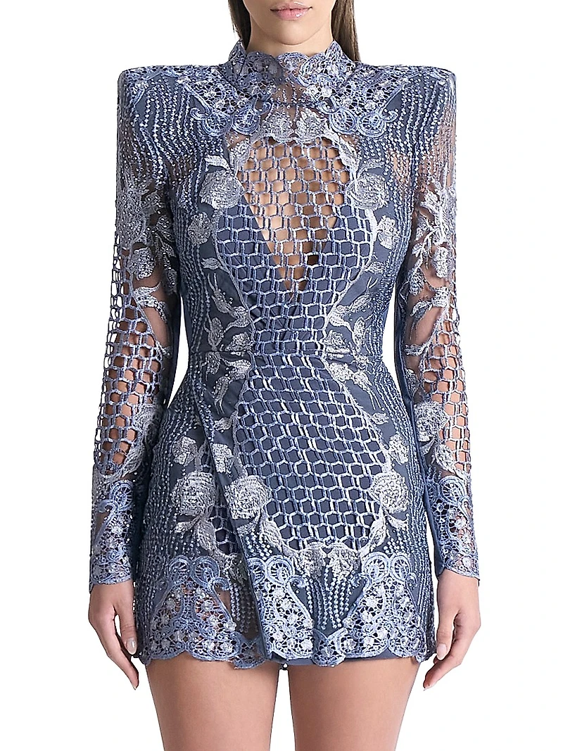 Echo Crystal-Embellished Lace Minidress