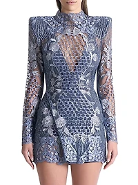 Echo Crystal-Embellished Lace Minidress