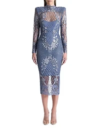 Echo Crystal-Embellished Lace Midi-Dress