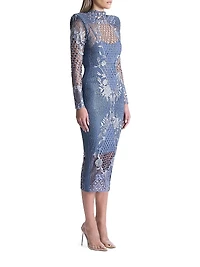 Echo Crystal-Embellished Lace Midi-Dress