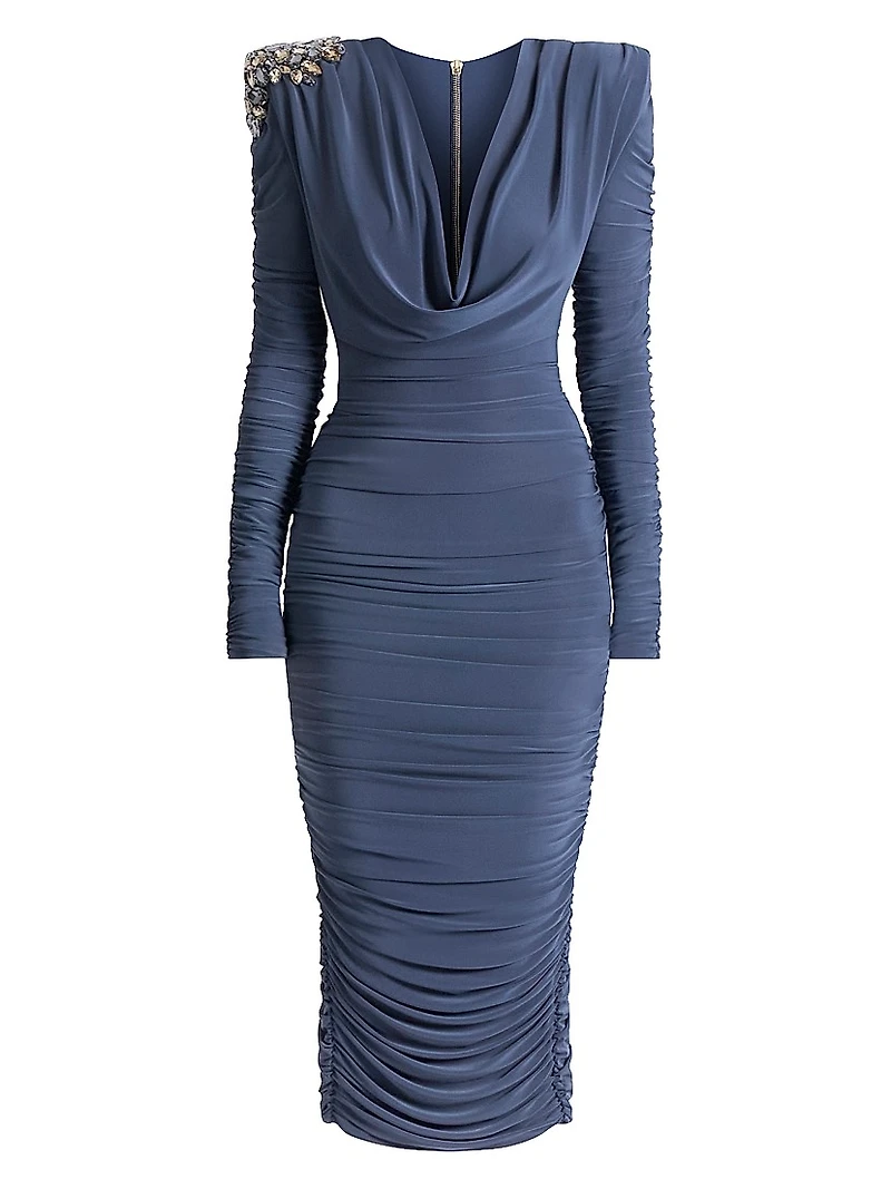 Lustris Crystal-Embellished Jersey Body-Con Midi-Dress