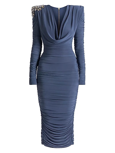 Lustris Crystal-Embellished Jersey Body-Con Midi-Dress