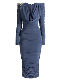 Lustris Crystal-Embellished Jersey Body-Con Midi-Dress