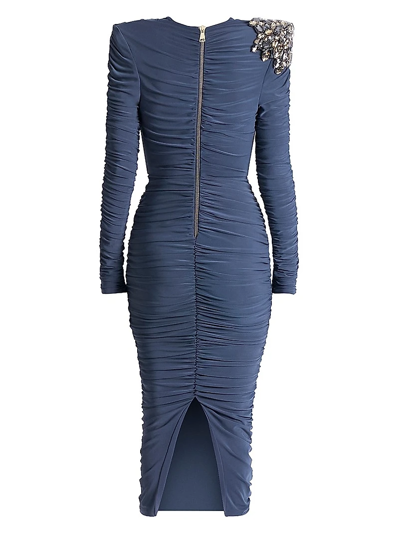 Lustris Crystal-Embellished Jersey Body-Con Midi-Dress