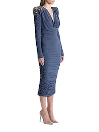 Lustris Crystal-Embellished Jersey Body-Con Midi-Dress