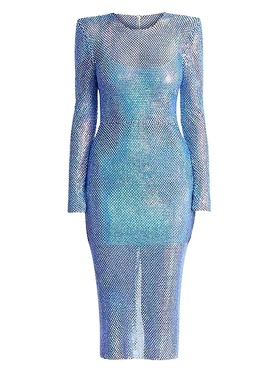 The Shimmer Crystal-Embellished Mesh Midi-Dress