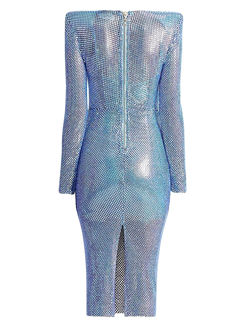The Shimmer Crystal-Embellished Mesh Midi-Dress