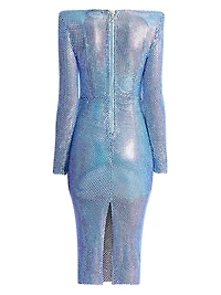 The Shimmer Crystal-Embellished Mesh Midi-Dress
