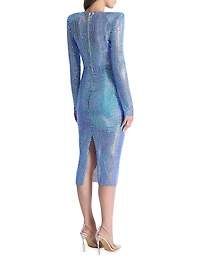 The Shimmer Crystal-Embellished Mesh Midi-Dress