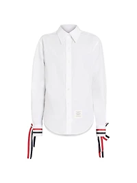 Scarf Cuff Poplin Button-Up Shirt