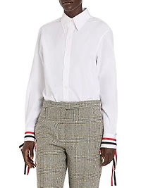 Scarf Cuff Poplin Button-Up Shirt