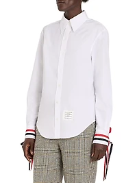 Scarf Cuff Poplin Button-Up Shirt