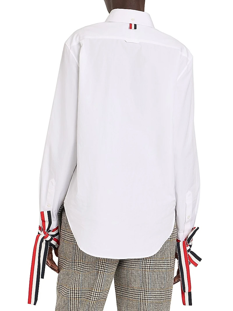 Scarf Cuff Poplin Button-Up Shirt