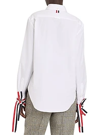 Scarf Cuff Poplin Button-Up Shirt