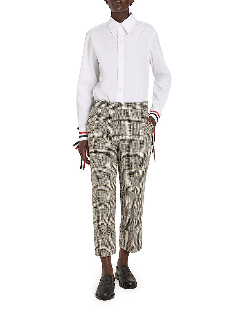 Scarf Cuff Poplin Button-Up Shirt