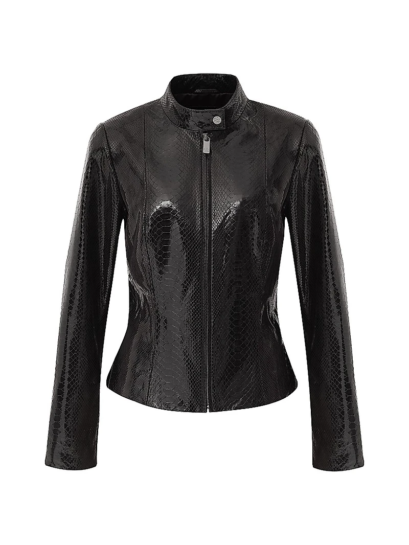 Metis Suede Python Printed Zip Jacket