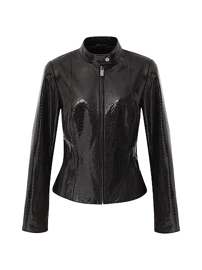 Metis Suede Python Printed Zip Jacket