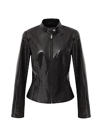 Metis Suede Python Printed Zip Jacket