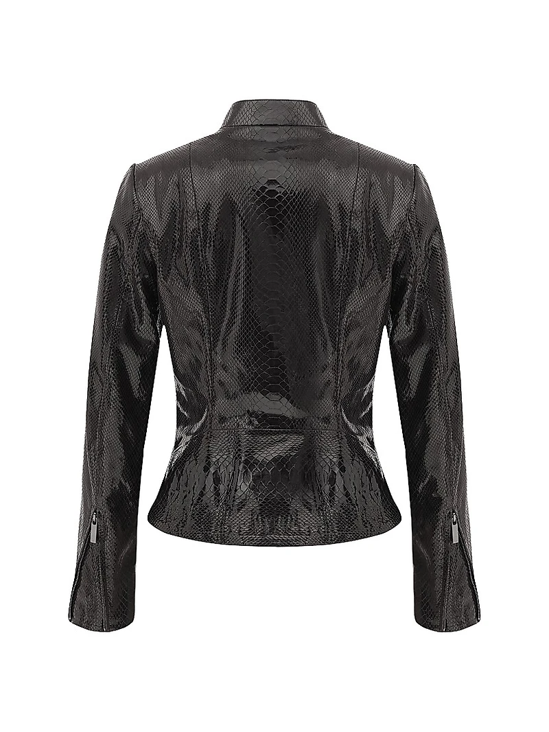 Metis Suede Python Printed Zip Jacket