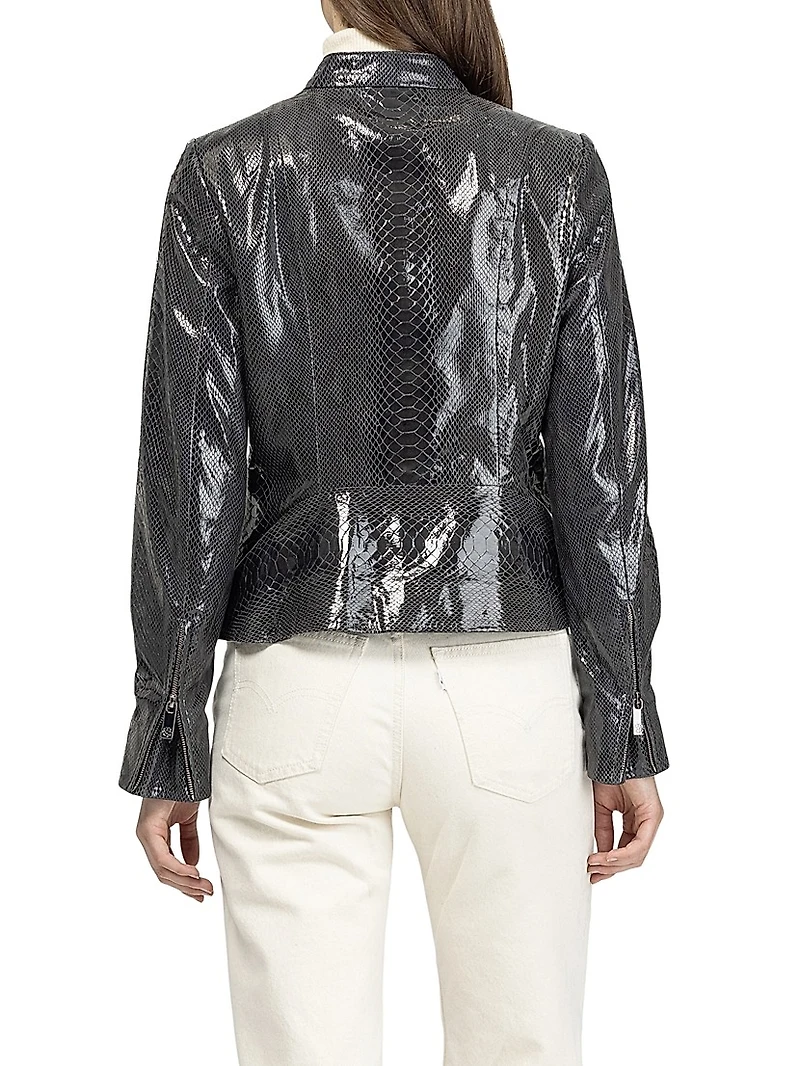 Metis Suede Python Printed Zip Jacket