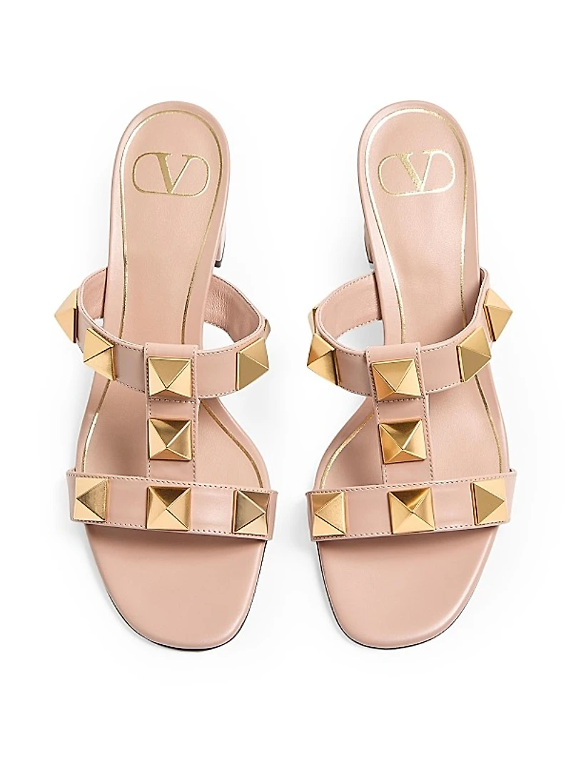 Roman 60MM Stud Calfskin Slide Sandals