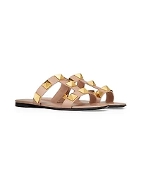 Flat Roman Stud Calfskin Slide Sandals