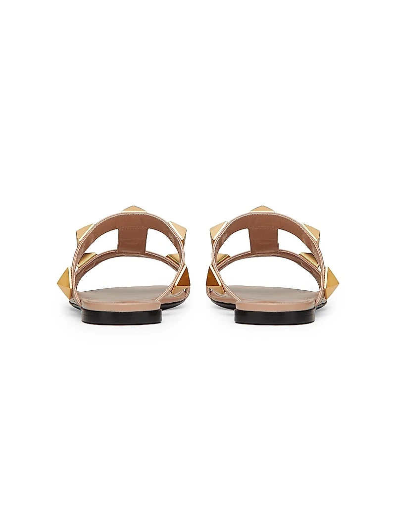 Flat Roman Stud Calfskin Slide Sandals