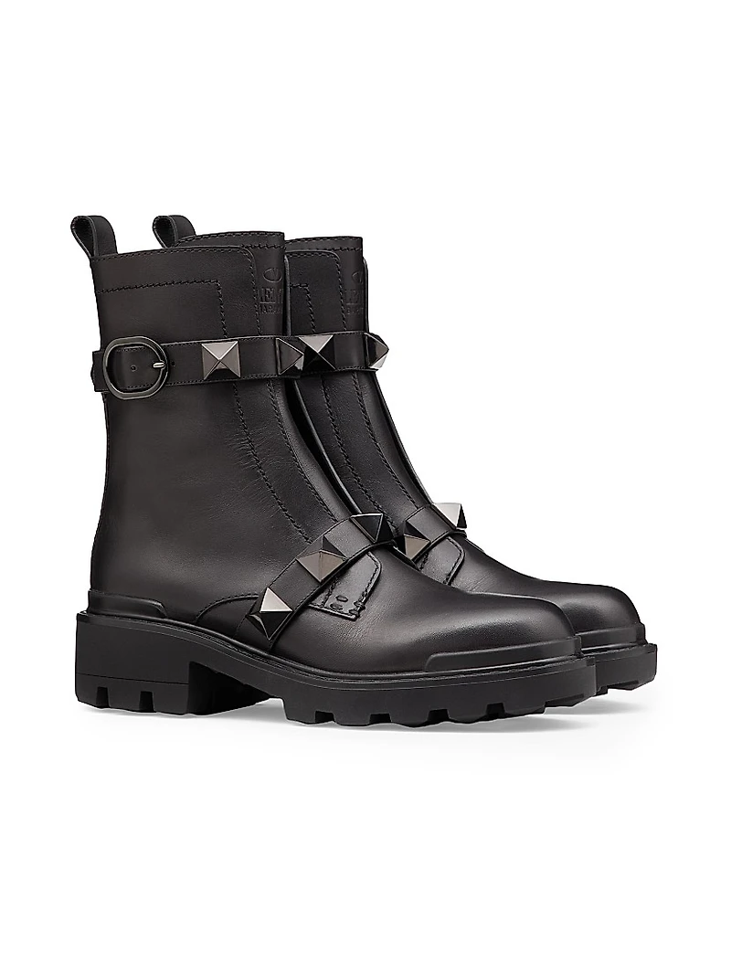 Roman 40MM Stud Calfskin Combat Boots