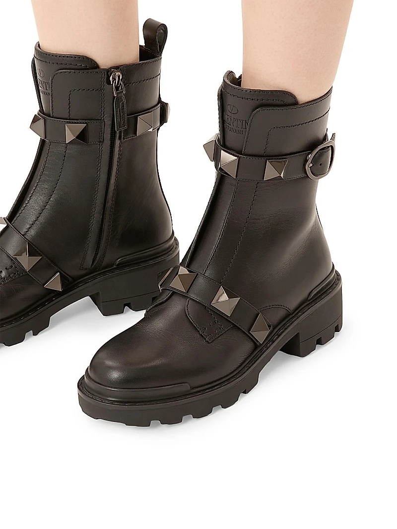 Roman 40MM Stud Calfskin Combat Boots