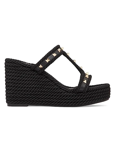 Rockstud 90MM Wedges in Calfskin