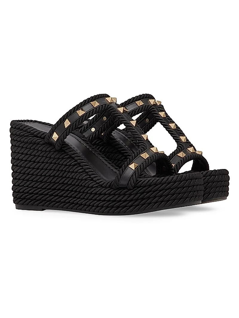 Rockstud 90MM Wedges in Calfskin