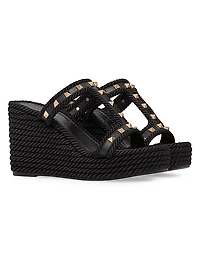 Rockstud 90MM Wedges in Calfskin