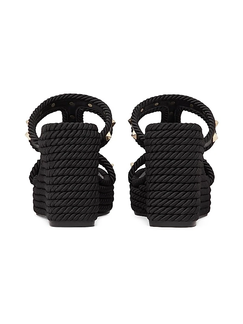 Rockstud 90MM Wedges in Calfskin