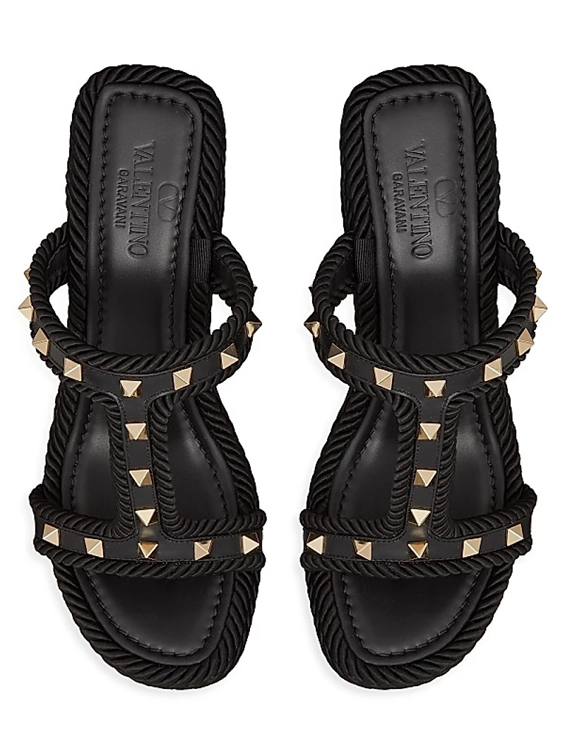 Rockstud 90MM Wedges in Calfskin