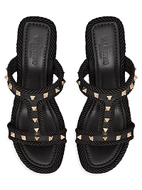 Rockstud 90MM Wedges in Calfskin