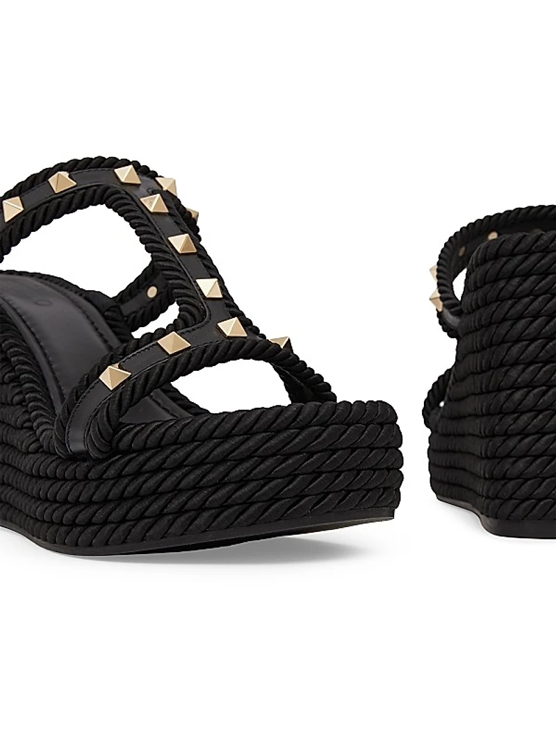 Rockstud 90MM Wedges in Calfskin