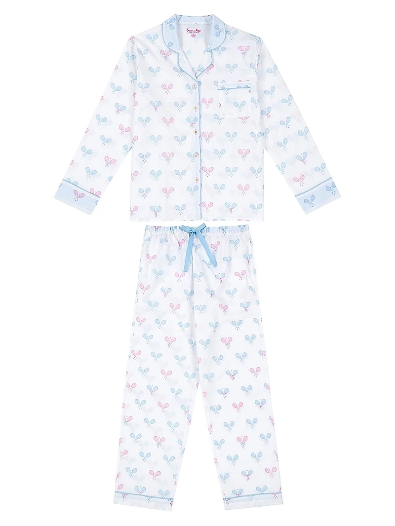 Women's Tennis Bows Long Pajama Set