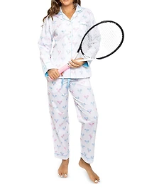 Women's Tennis Bows Long Pajama Set