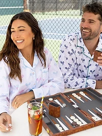 Women's Tennis Bows Long Pajama Set
