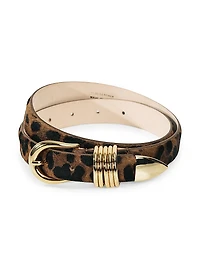 Hollyhock Animal-Printed Pony Hair Belt