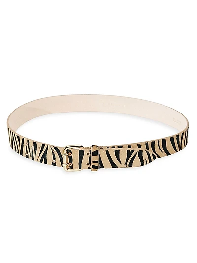 Mini Hutch Animal-Printed Pony Hair Belt