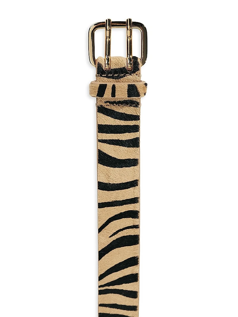 Mini Hutch Animal-Printed Pony Hair Belt