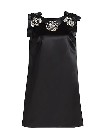 Embellished Satin Shift Minidress
